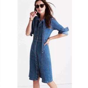 Madewell Denim Dress Bow Size 12